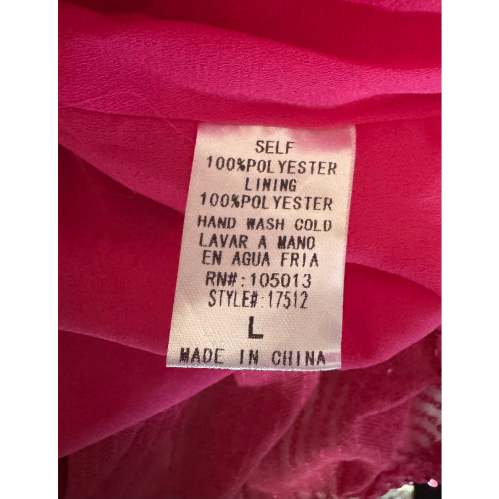 Women's Andre by Unit Hot Pink Sequin Ruffle Blouse Size L - Picture 6 of 6